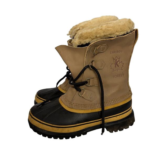 Sorel Caribou Winter Boots Mens 11.5 Tan Black Waterproof Leather